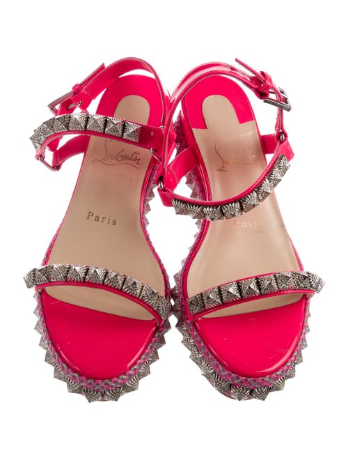 Christian Louboutin Rockstud Accents Patent Leather Espadrilles