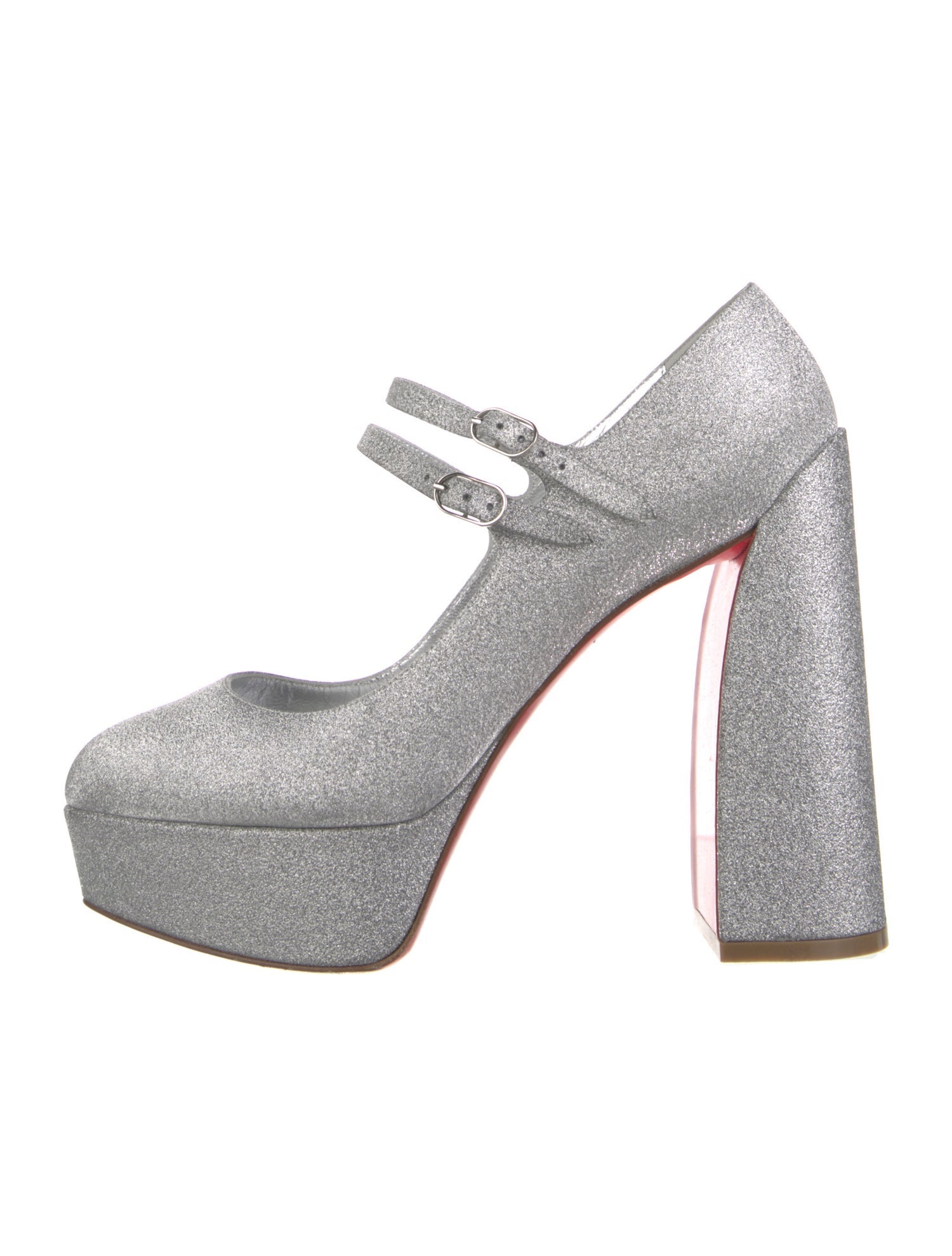 Christian Louboutin Glitter Leather Trim Embellishment D'Orsay Pumps