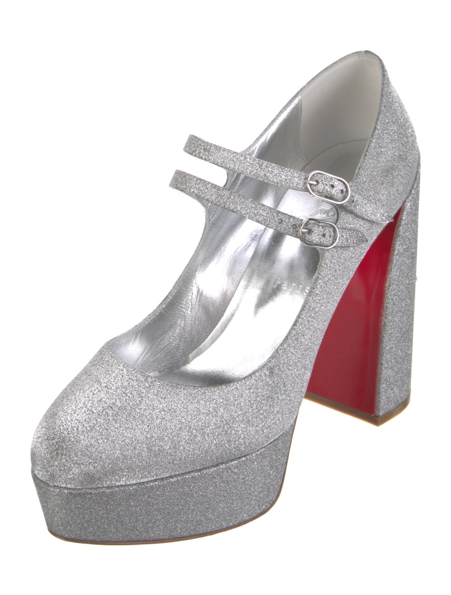 Christian Louboutin Glitter Leather Trim Embellishment D'Orsay Pumps