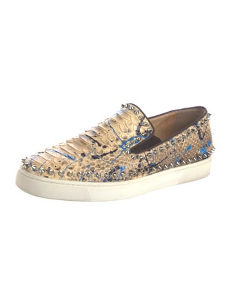 Christian Louboutin Spike Accents Python Sneakers