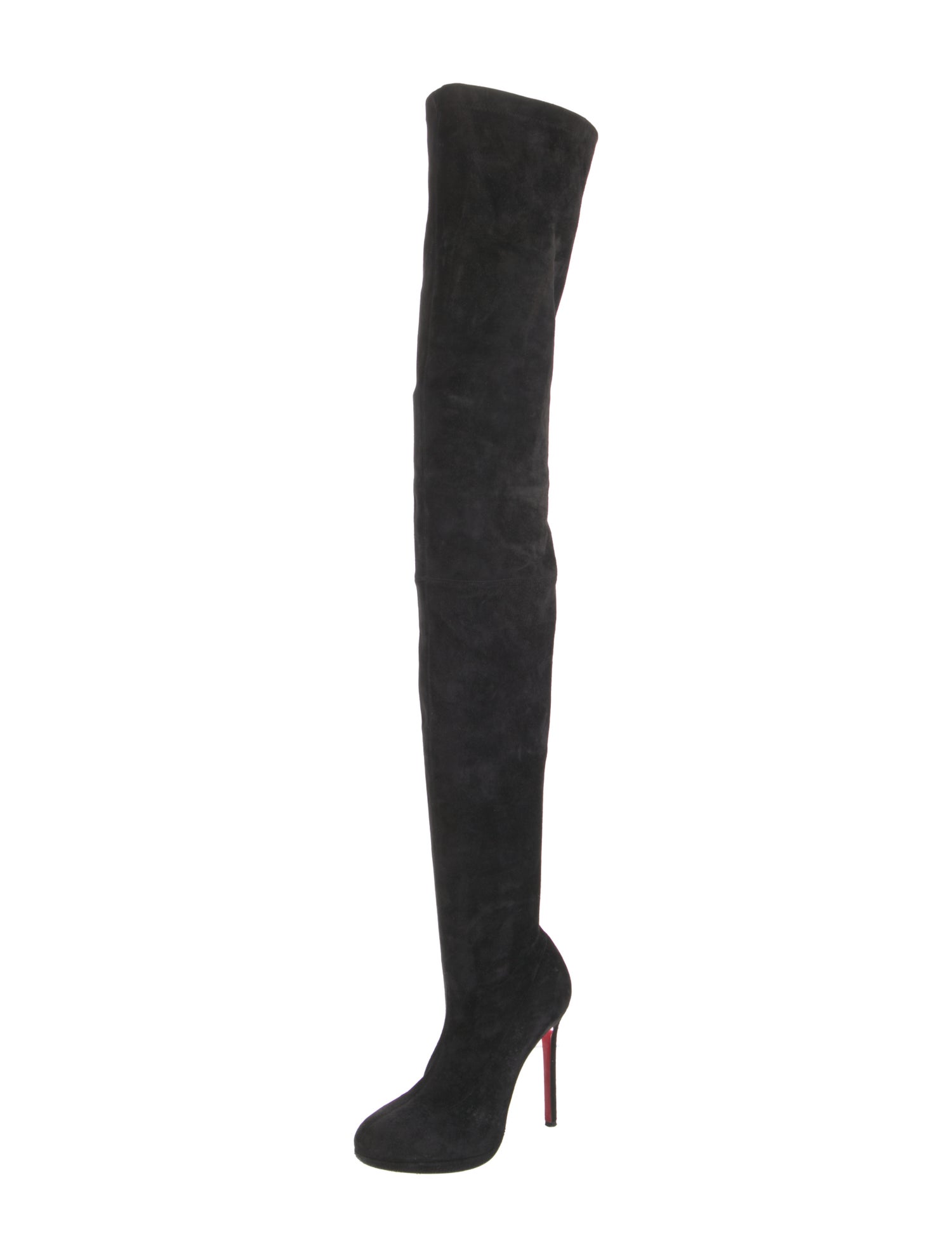 Christian Louboutin Suede Leather Trim Embellishment Sock Boots