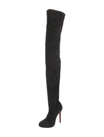 Christian Louboutin Suede Leather Trim Embellishment Sock Boots