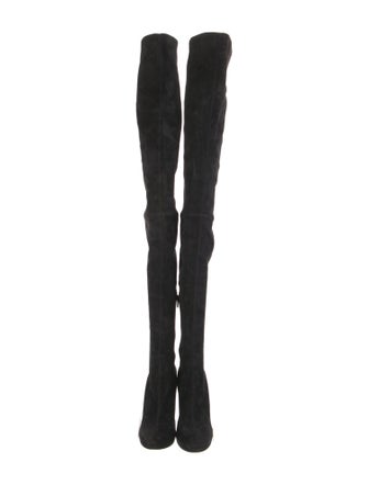 Christian Louboutin Suede Leather Trim Embellishment Sock Boots