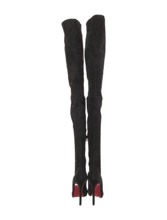 Christian Louboutin Suede Leather Trim Embellishment Sock Boots