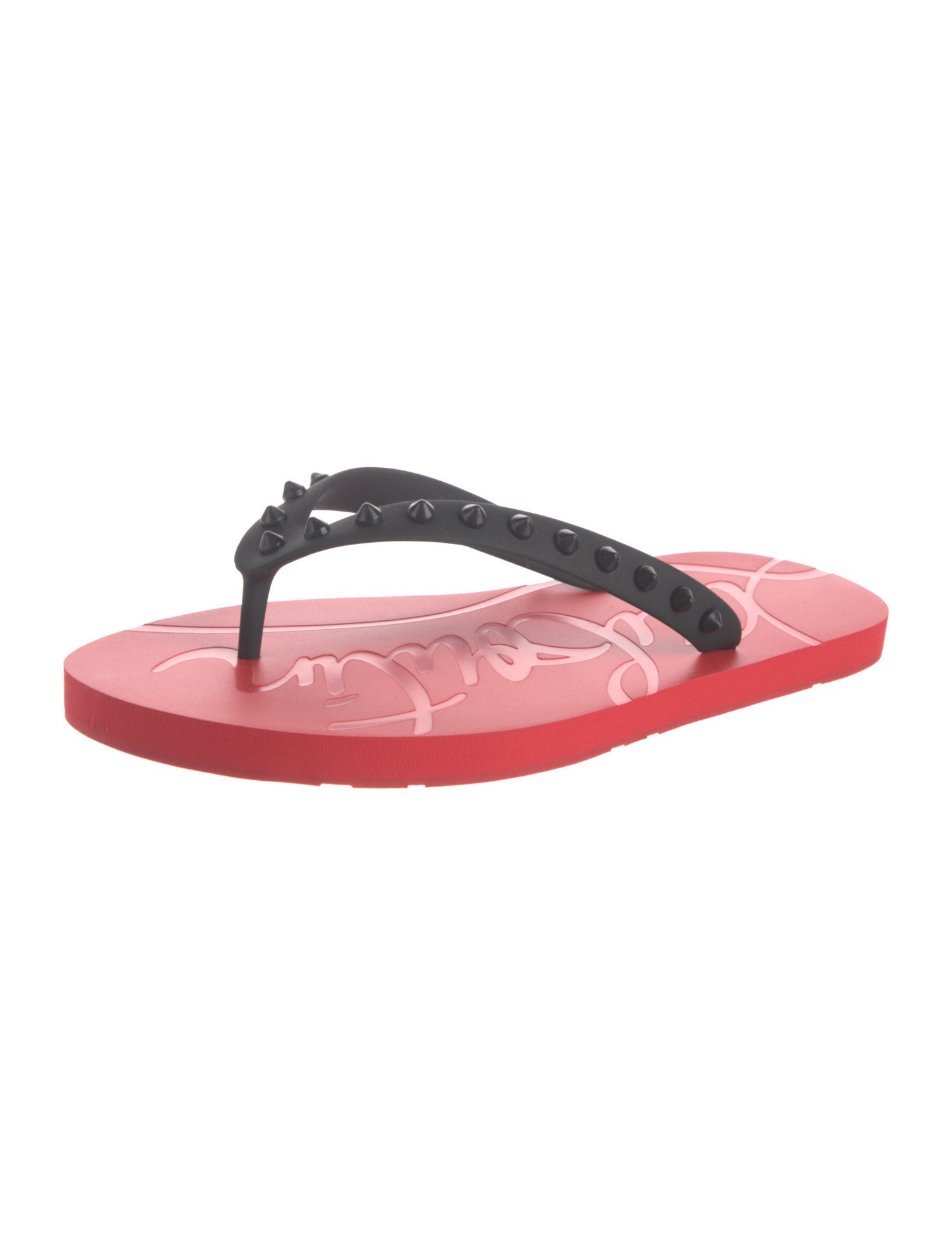 Christian Louboutin Spike Accents Rubber Flip Flops
