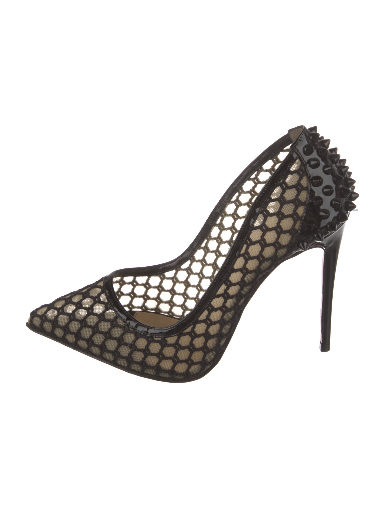 Christian Louboutin Spike Accents Mesh Pumps
