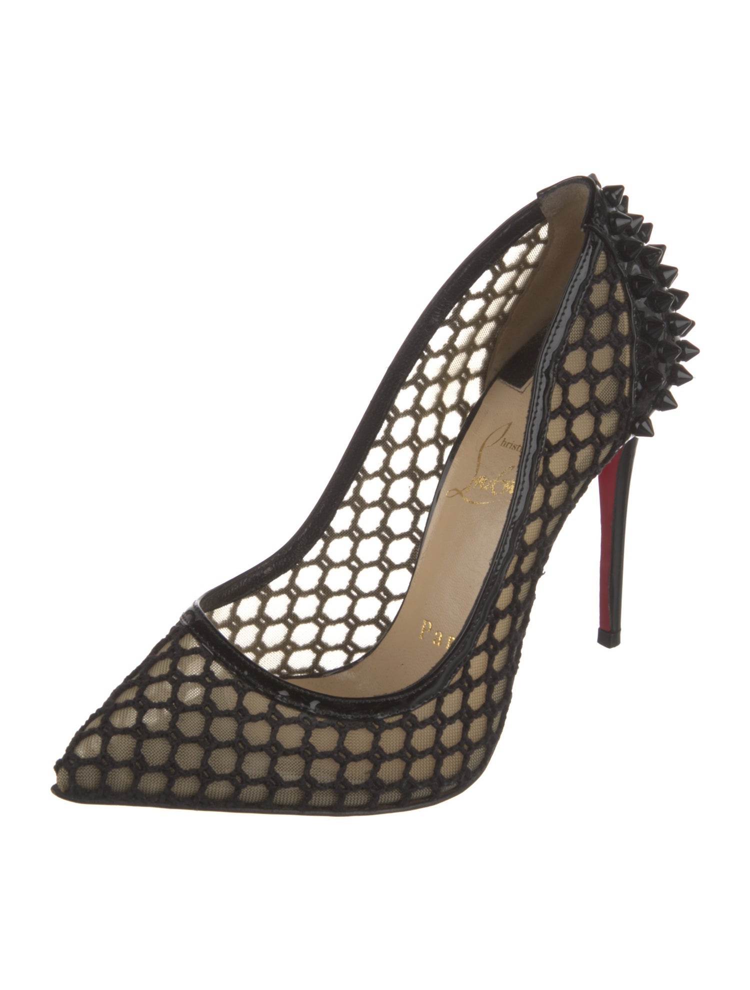 Christian Louboutin Spike Accents Mesh Pumps