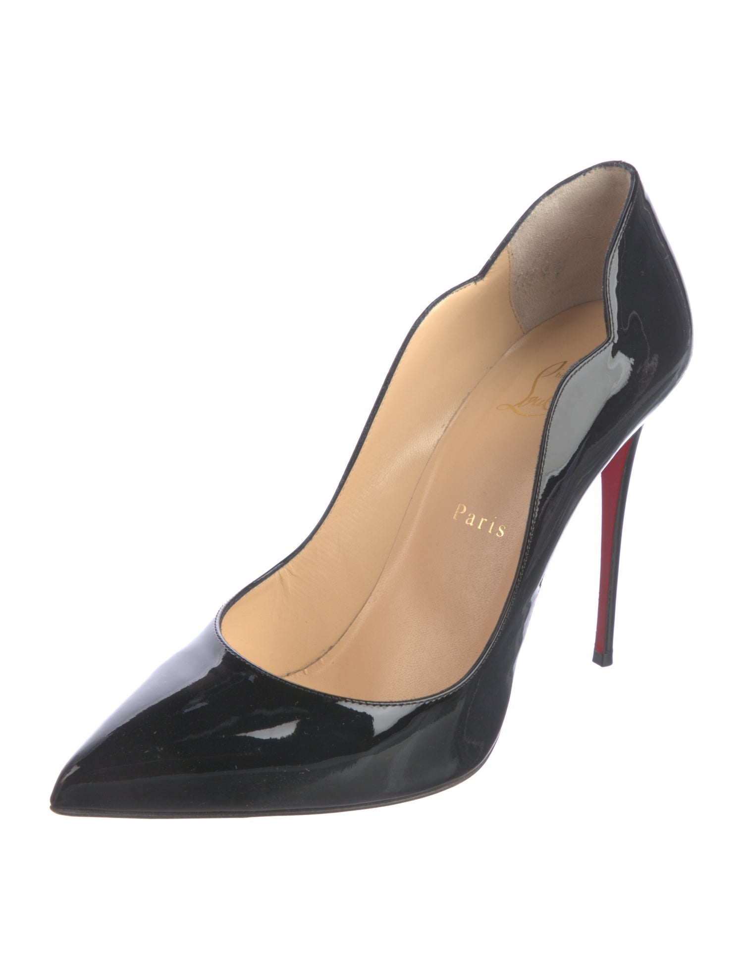 Christian Louboutin Patent Leather Scalloped Accent Pumps