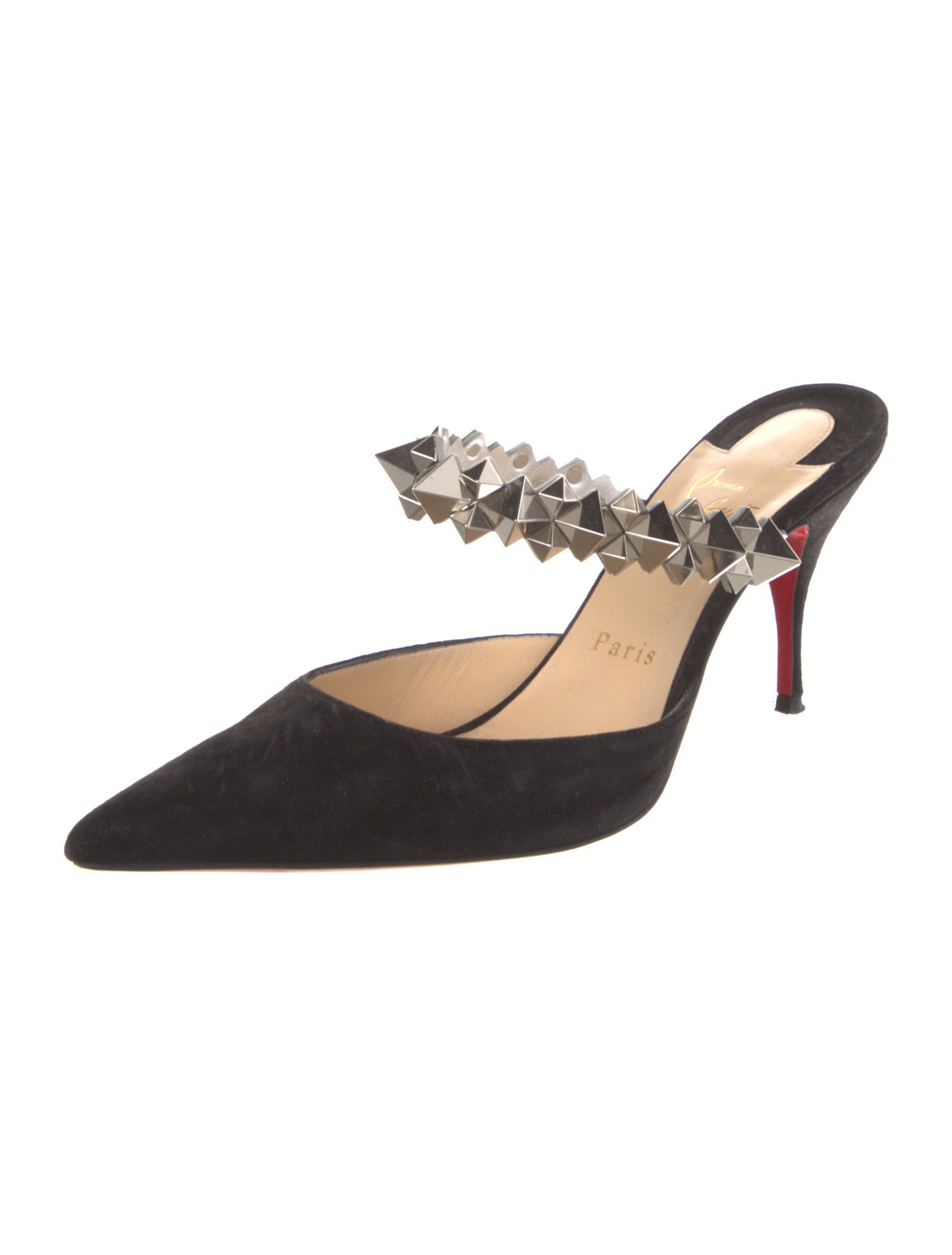 Christian Louboutin Spike Accents Suede Mules