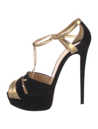 Christian Louboutin Suede T-Strap Pumps