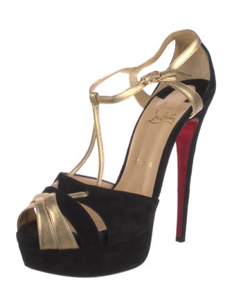Christian Louboutin Suede T-Strap Pumps