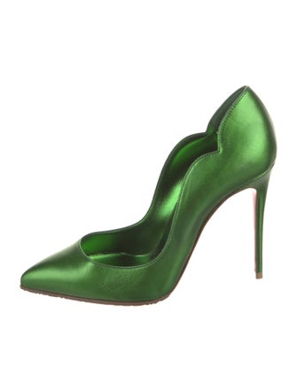 Christian Louboutin Leather Scalloped Accent Pumps