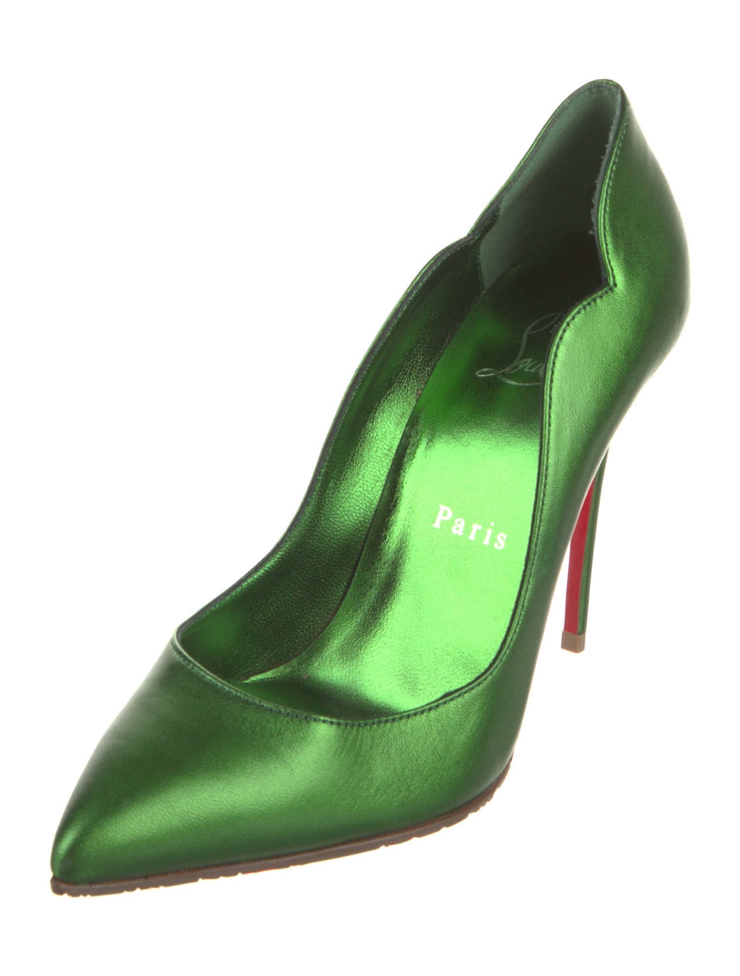 Christian Louboutin Leather Scalloped Accent Pumps