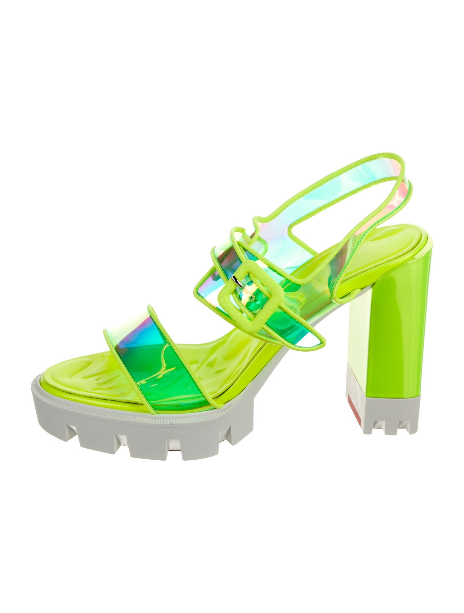 Christian Louboutin PVC Colorblock Pattern Slingback Sandals