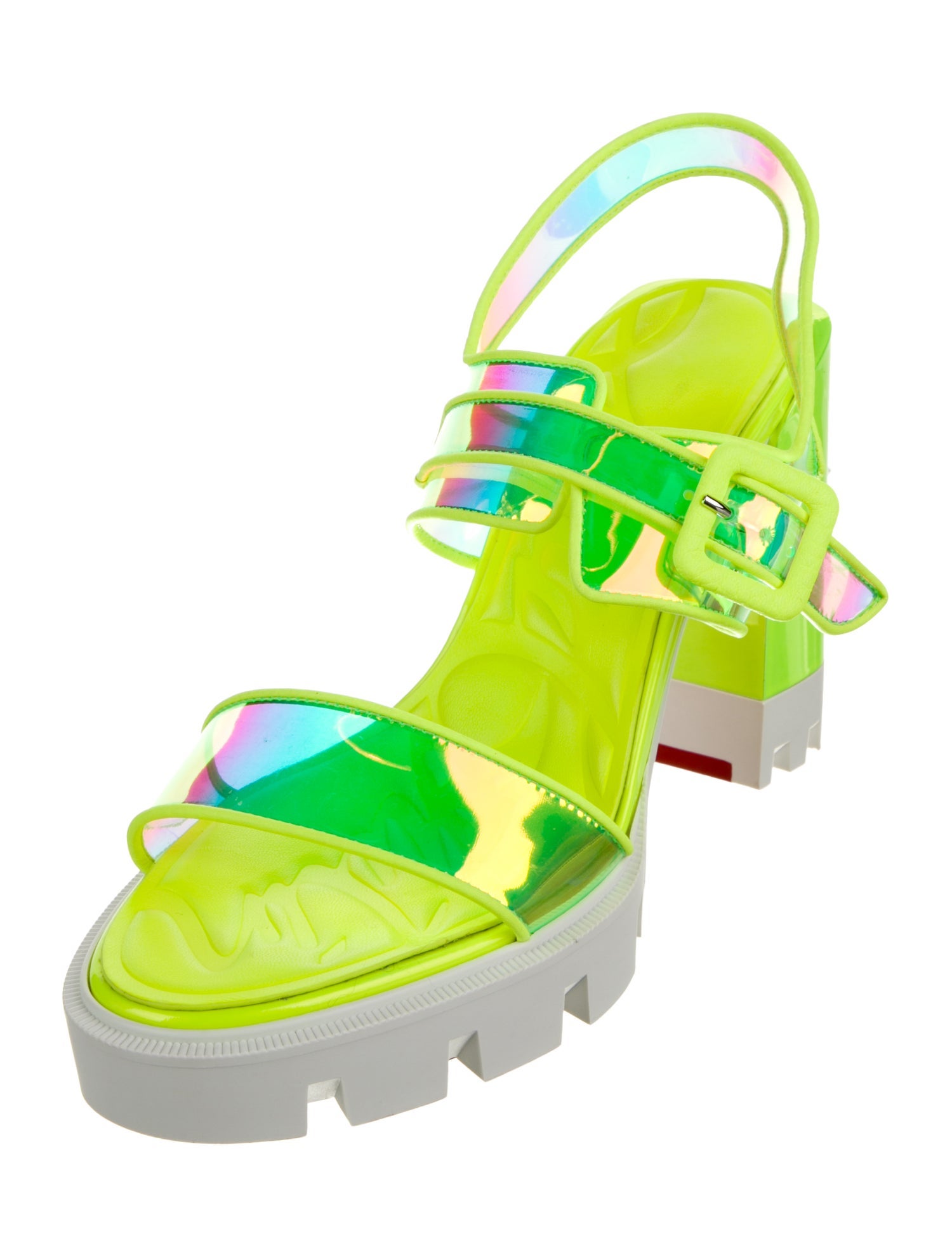 Christian Louboutin PVC Colorblock Pattern Slingback Sandals