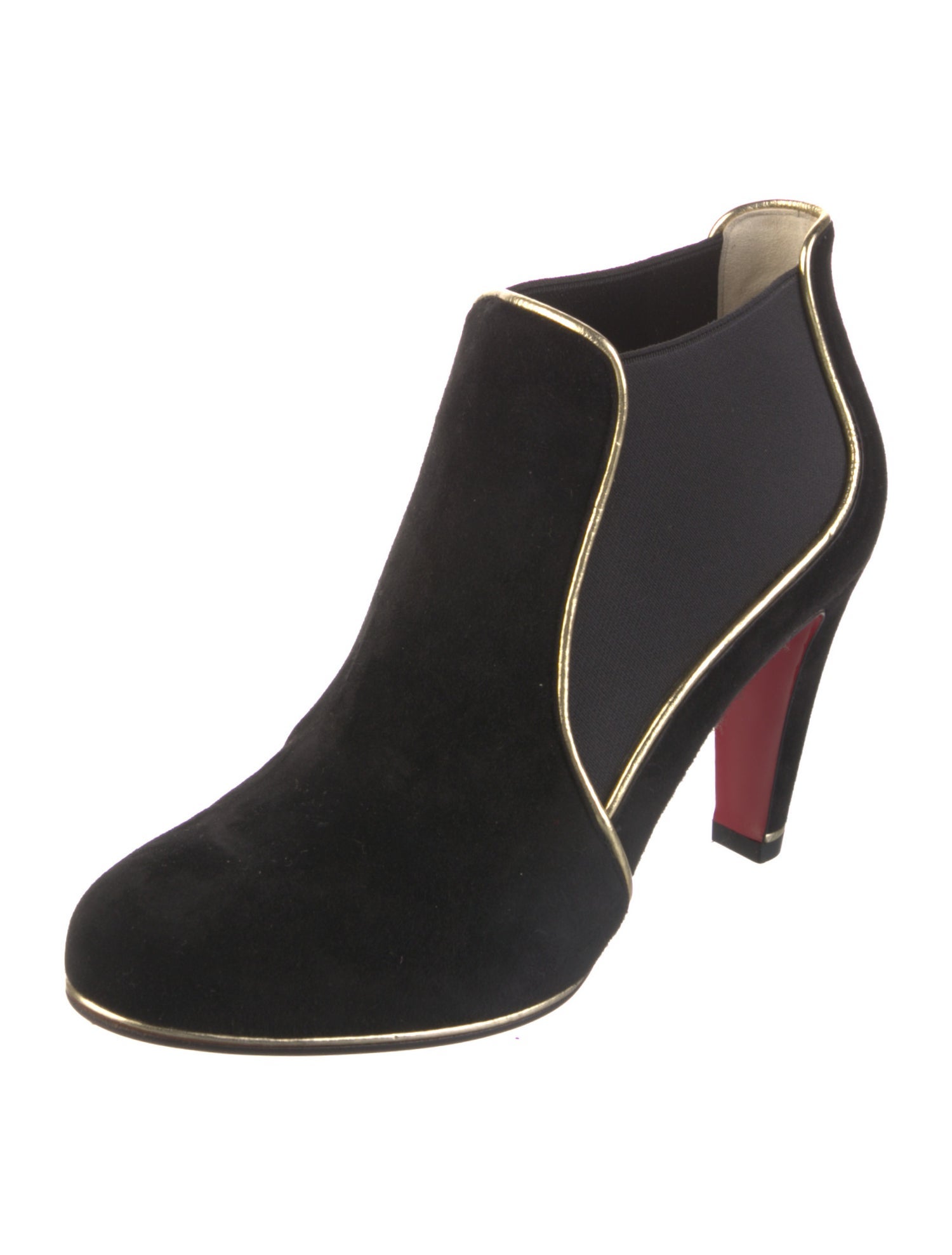 Christian Louboutin Suede Leather Trim Embellishment Chelsea Boots