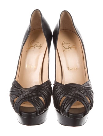 Christian Louboutin Leather Cutout Accent Pumps