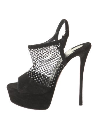 Christian Louboutin Suede Mesh Accents Pumps