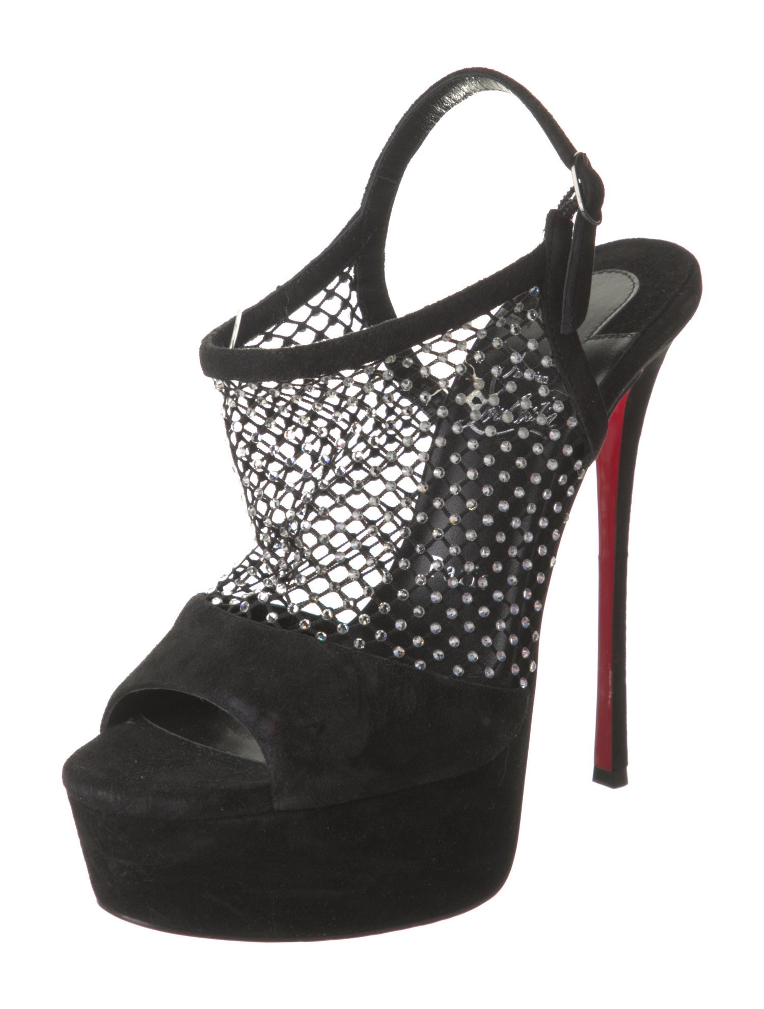 Christian Louboutin Suede Mesh Accents Pumps