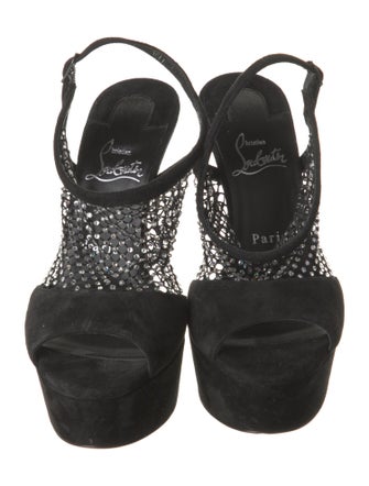 Christian Louboutin Suede Mesh Accents Pumps