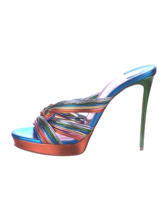 Christian Louboutin Leather Printed Slides