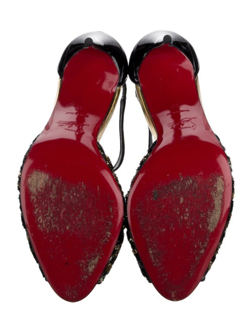 Christian Louboutin Mesh Printed T-Strap Pumps