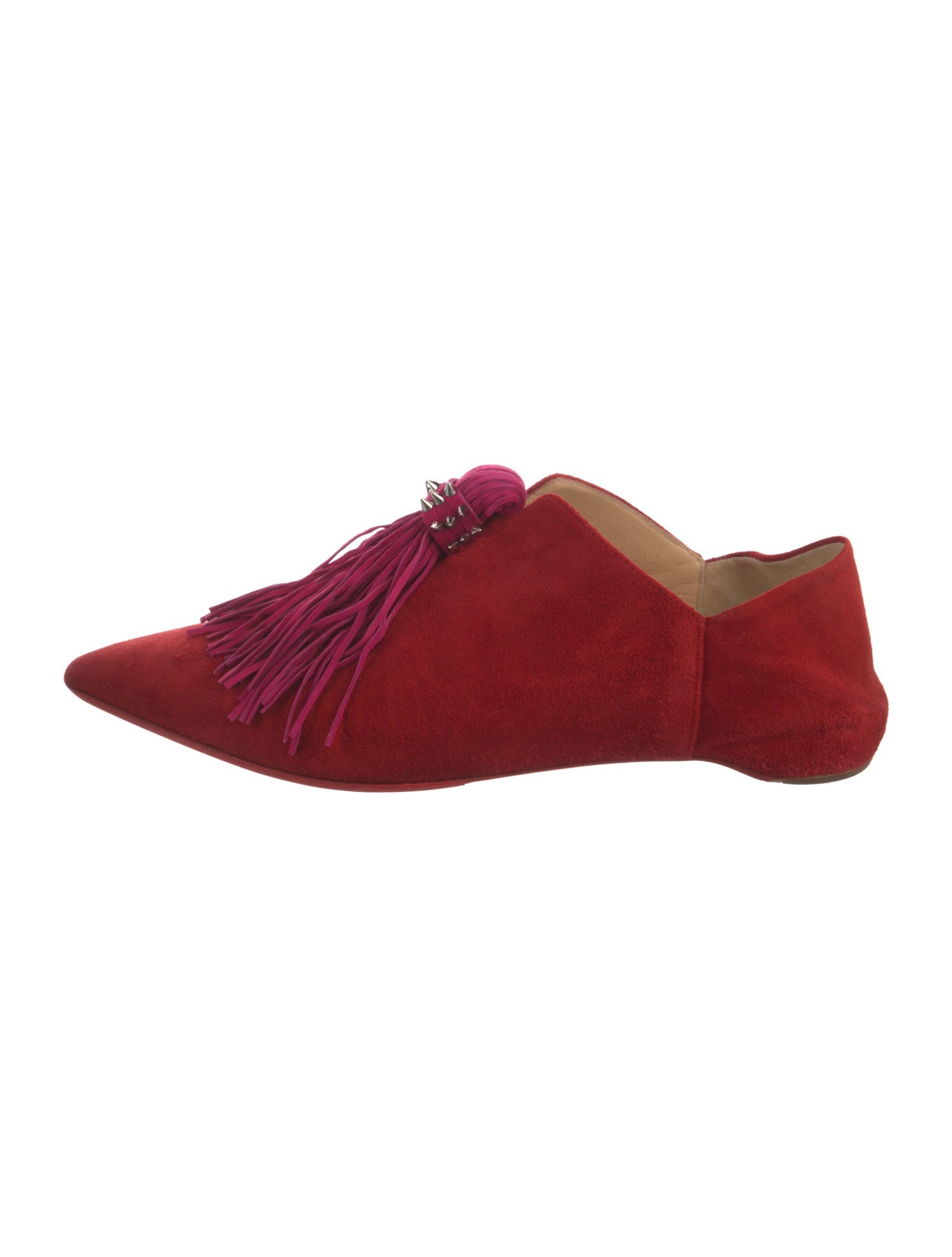 Christian Louboutin Spike Accents Suede Flats