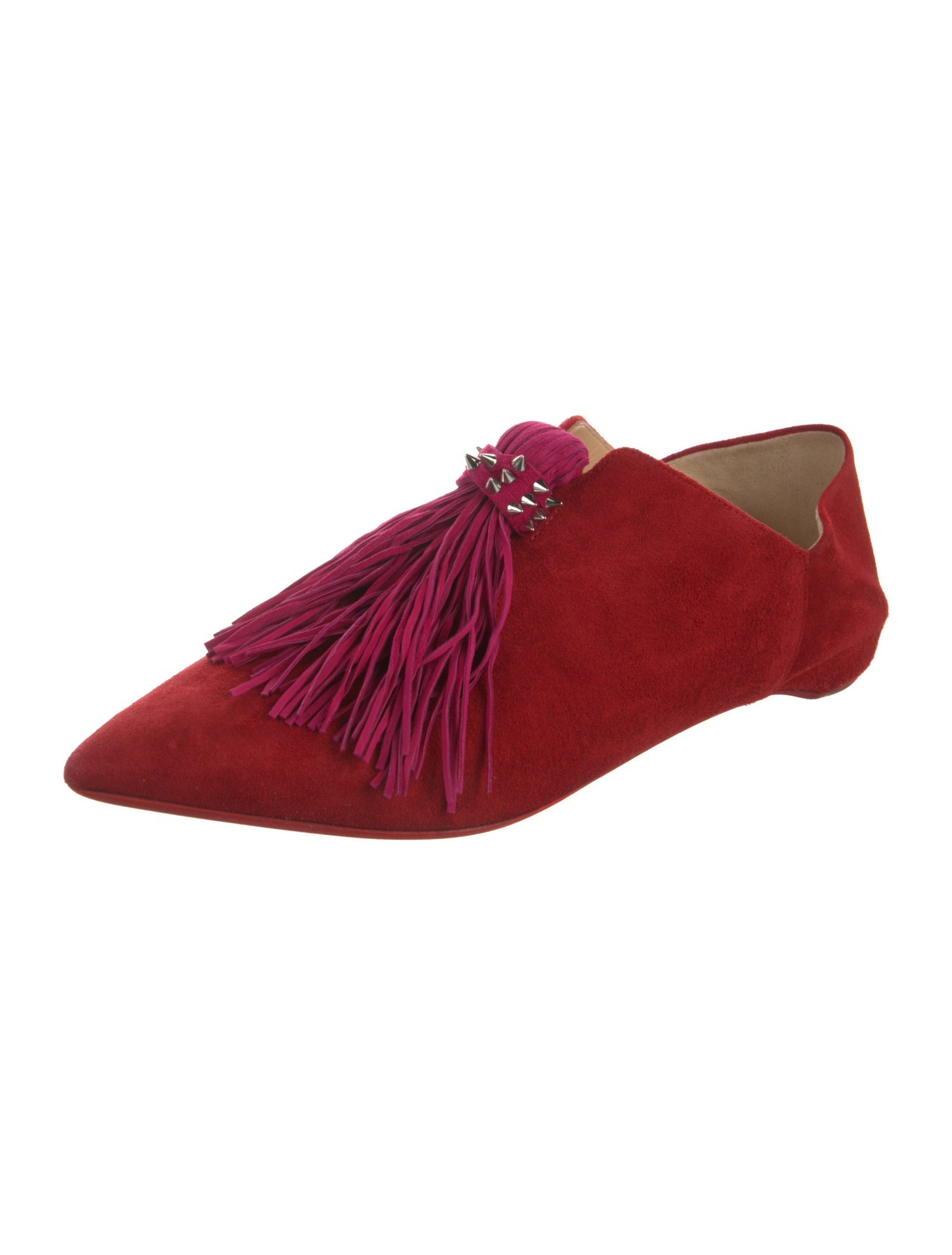Christian Louboutin Spike Accents Suede Flats
