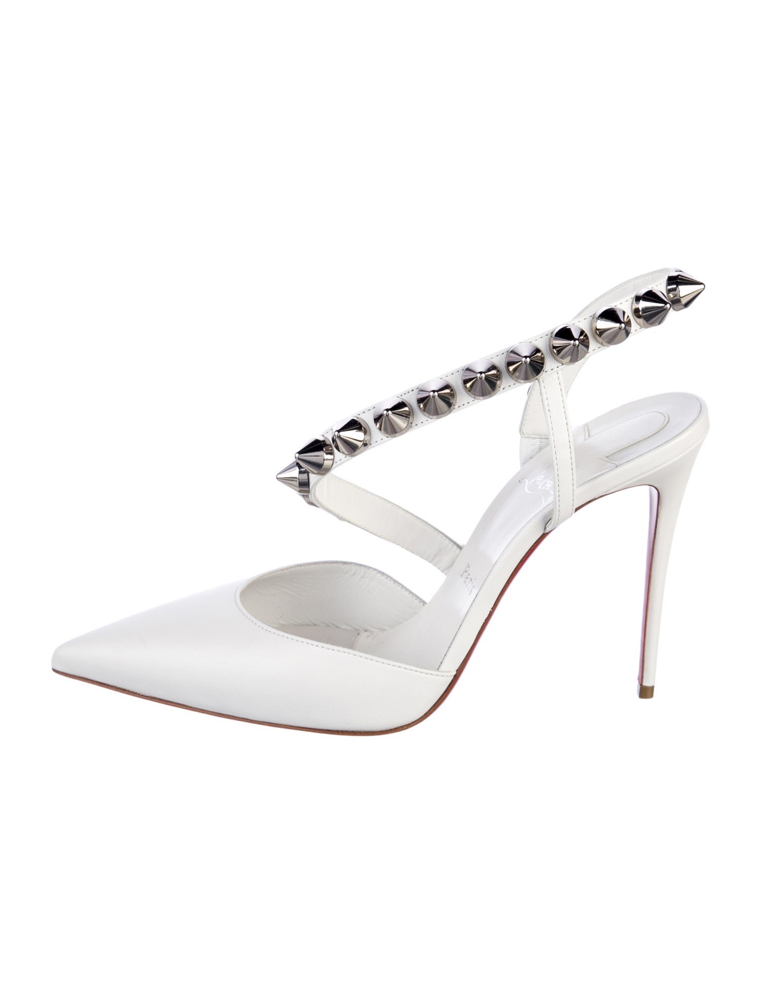 Christian Louboutin Spike Accents Leather Slingback Pumps