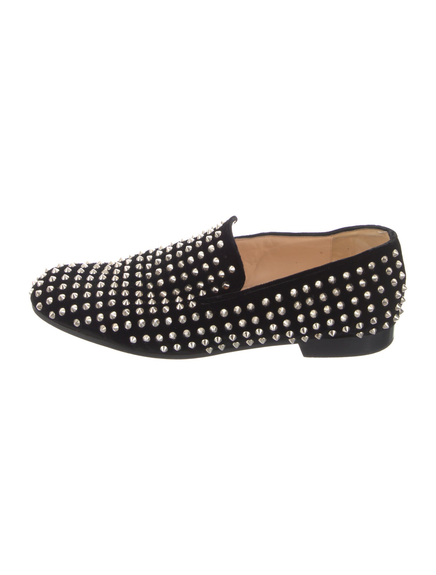 Christian Louboutin Spike Accents Velvet Loafers
