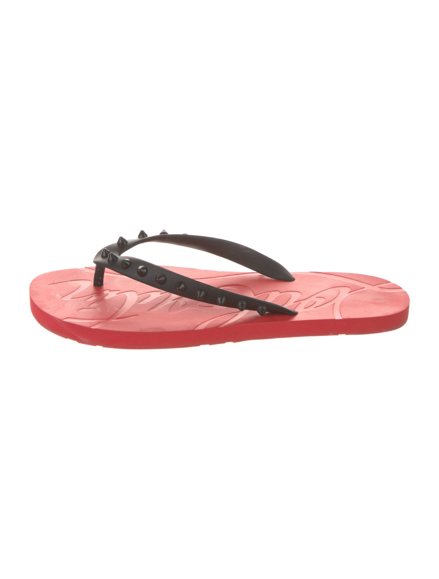 Christian Louboutin Spike Accents Rubber Flip Flops