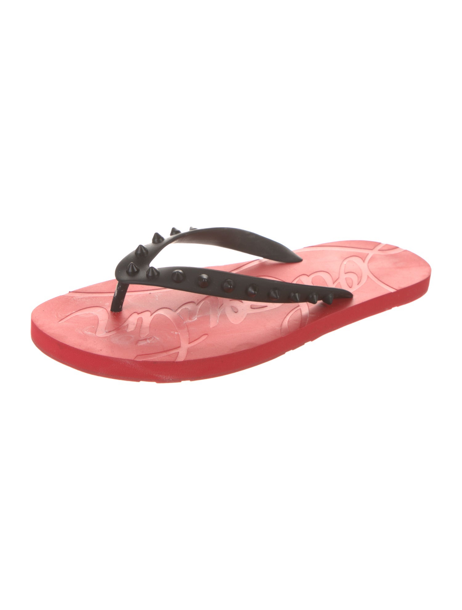 Christian Louboutin Spike Accents Rubber Flip Flops