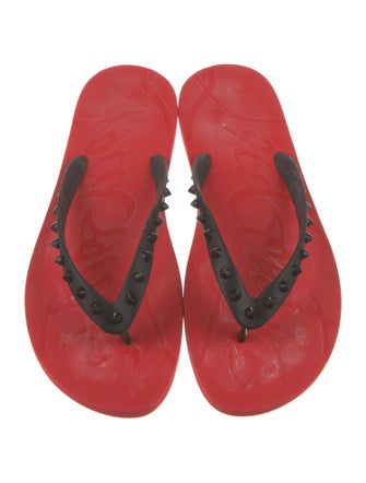 Christian Louboutin Spike Accents Rubber Flip Flops