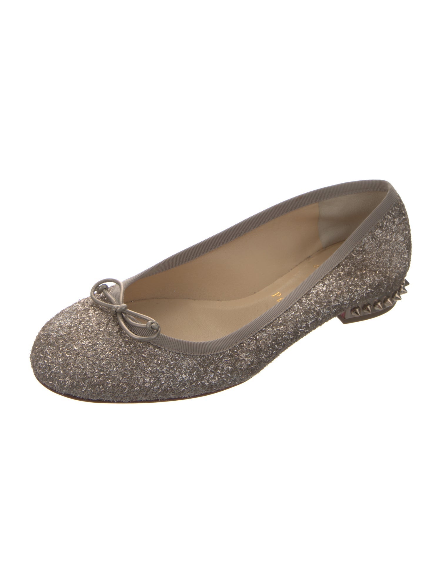 Christian Louboutin Spike Accents Glitter Ballet Flats
