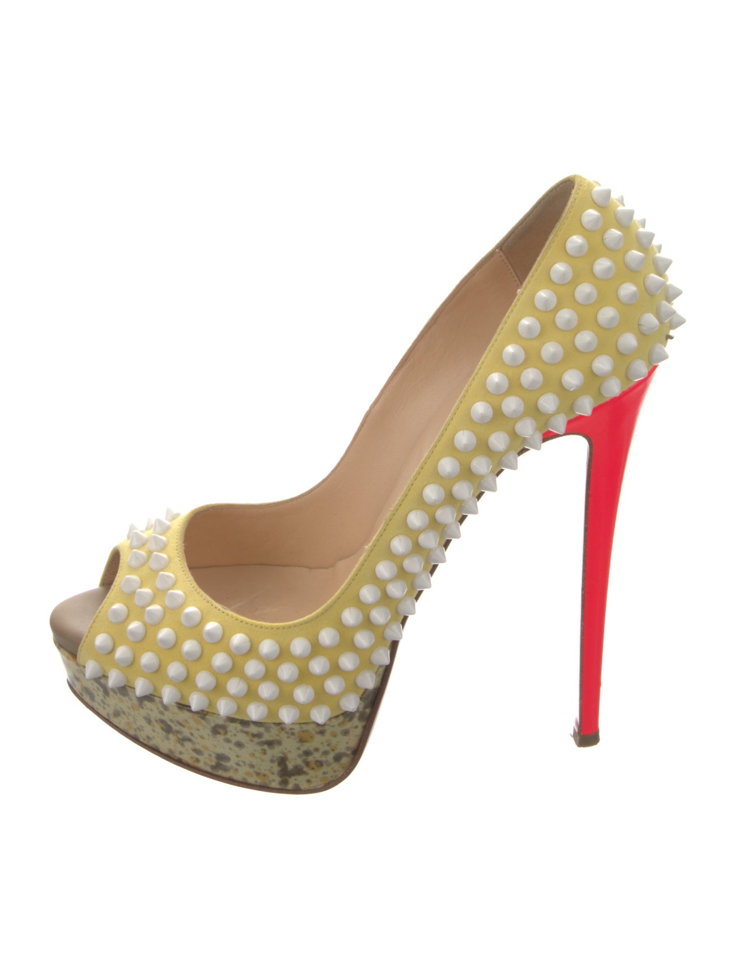 Christian Louboutin Spike Accents Suede Pumps