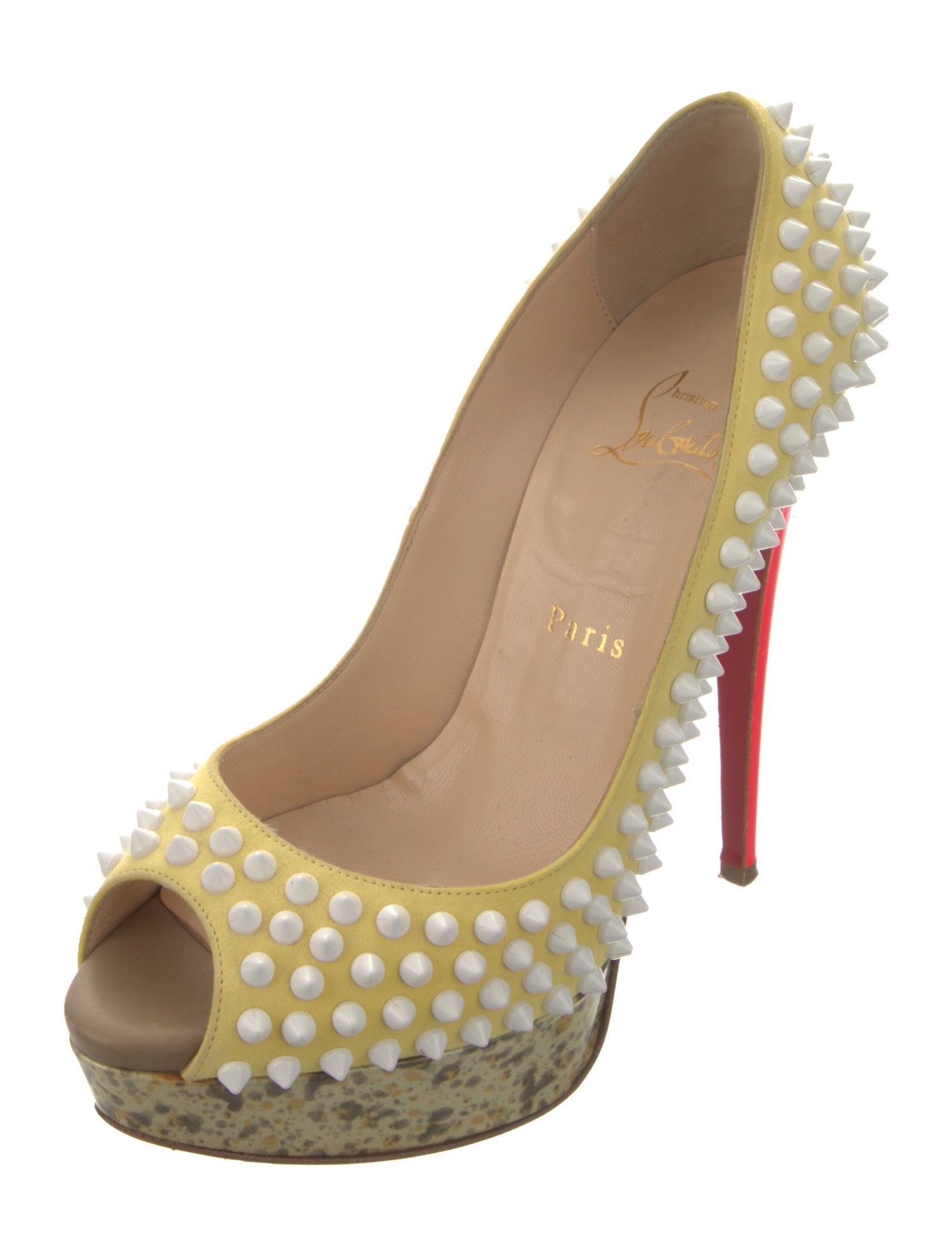 Christian Louboutin Spike Accents Suede Pumps