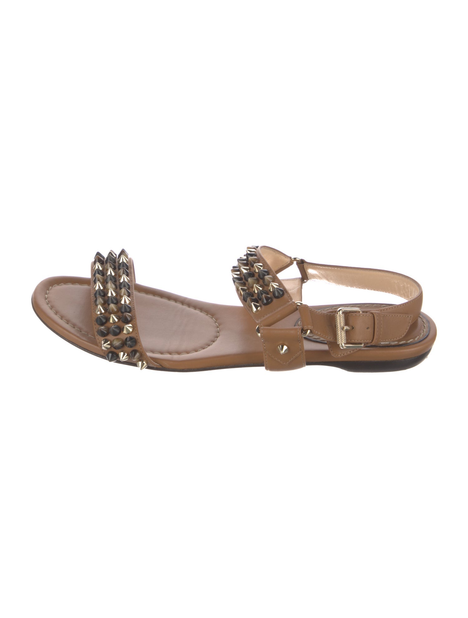 Christian Louboutin Spike Accents Leather Slingback Sandals