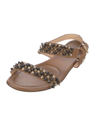 Christian Louboutin Spike Accents Leather Slingback Sandals