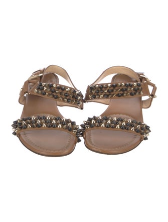 Christian Louboutin Spike Accents Leather Slingback Sandals