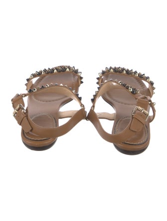 Christian Louboutin Spike Accents Leather Slingback Sandals