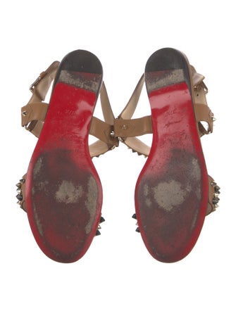 Christian Louboutin Spike Accents Leather Slingback Sandals