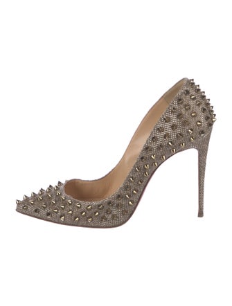 Christian Louboutin Spike Accents Glitter Pumps