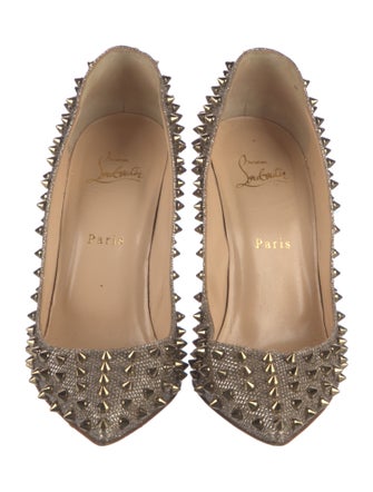 Christian Louboutin Spike Accents Glitter Pumps