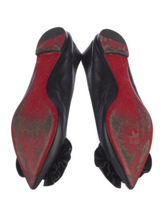 Christian Louboutin Leather Ruffle Embellishment Ballet Flats