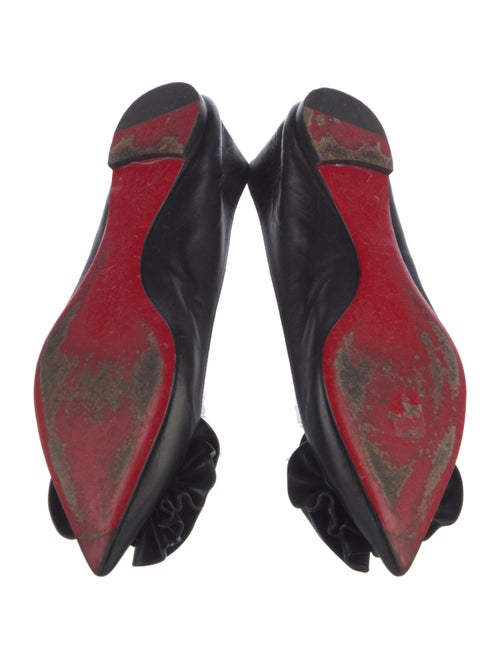 Christian Louboutin Leather Ruffle Embellishment Ballet Flats