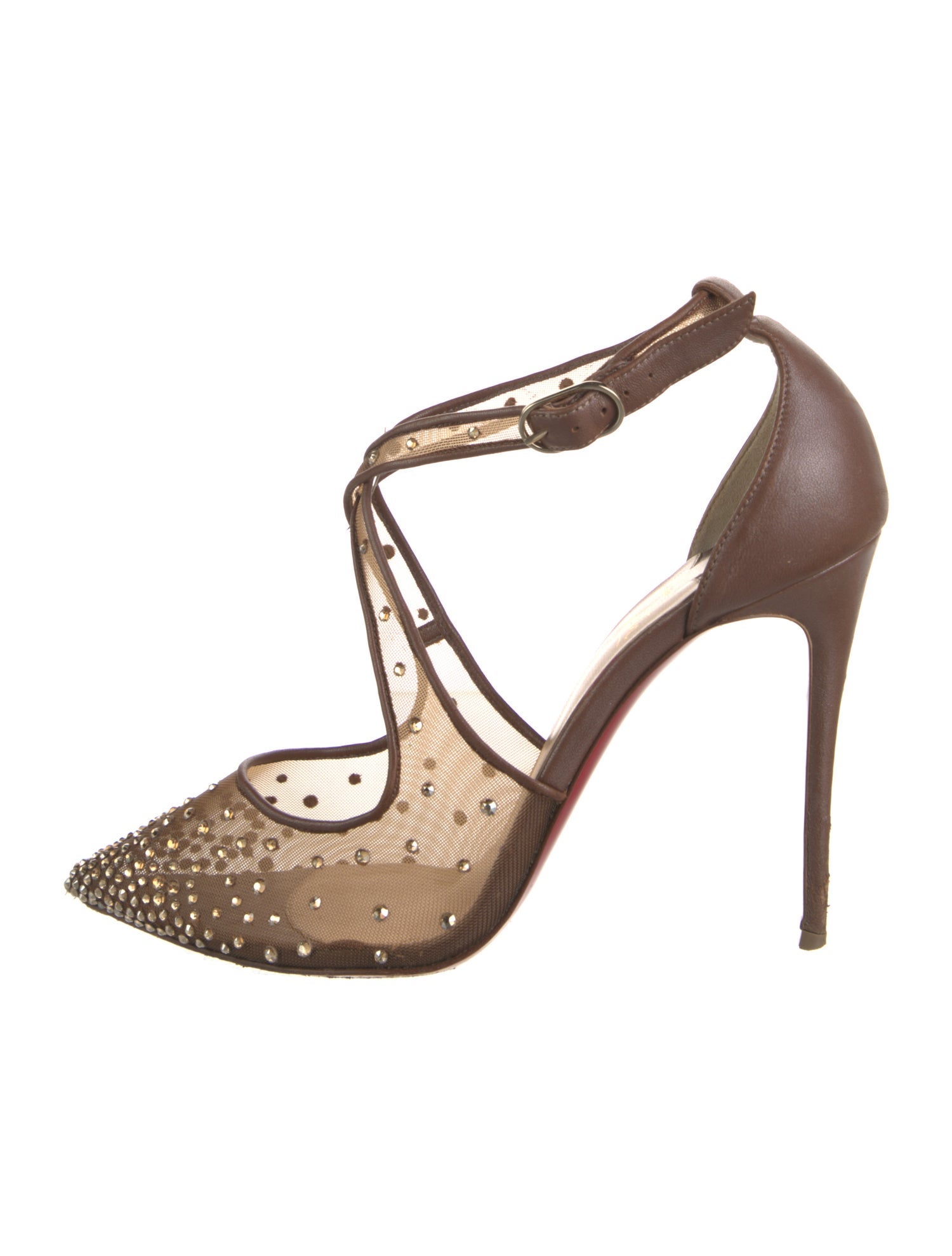 Christian Louboutin Mesh Mesh Accents T-Strap Pumps