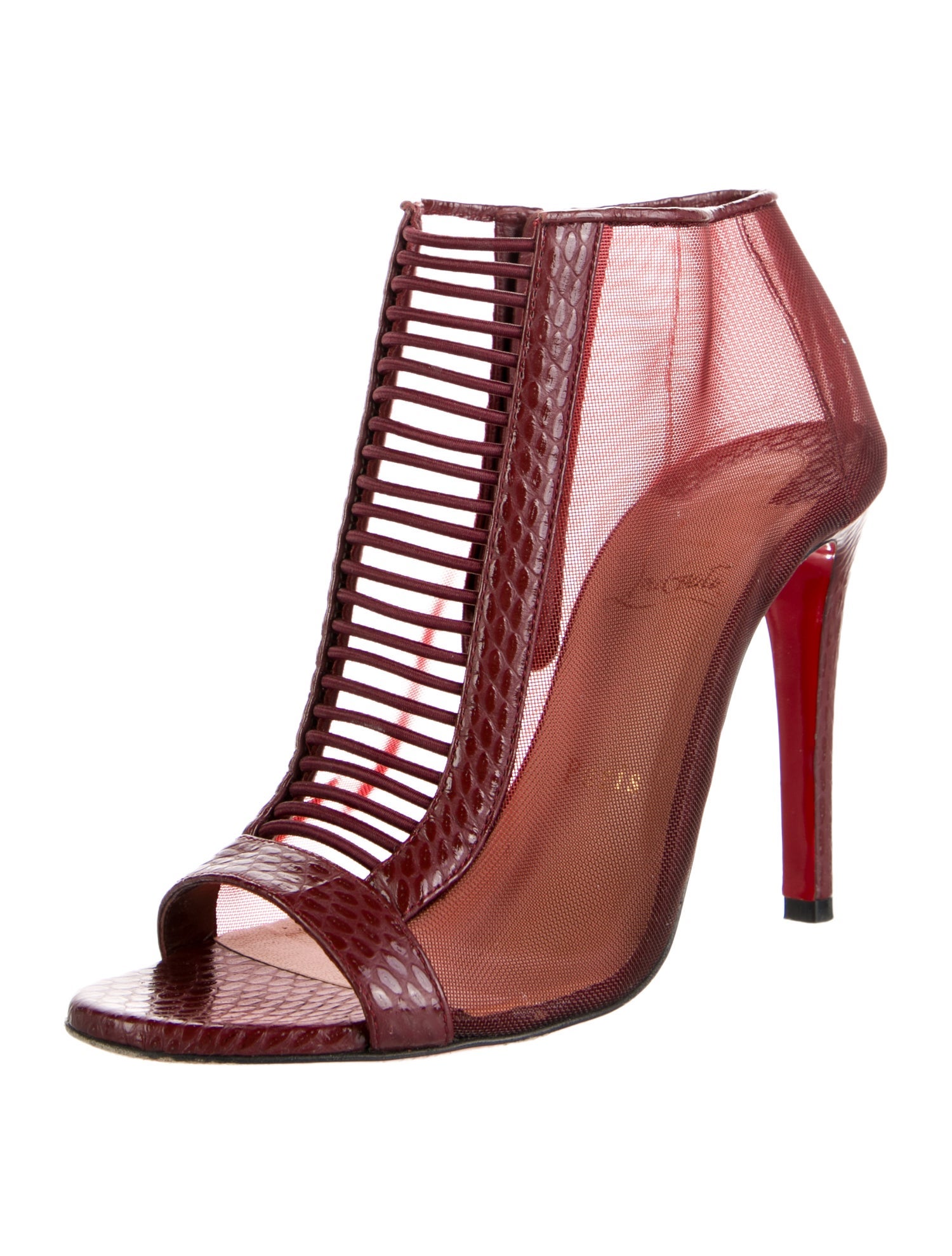 Christian Louboutin Mesh Leather Trim Embellishment Pumps