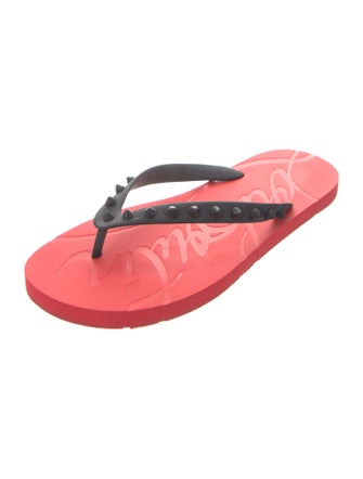 Christian Louboutin Spike Accents Rubber Flip Flops