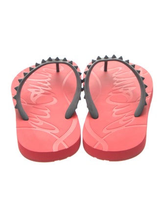 Christian Louboutin Spike Accents Rubber Flip Flops
