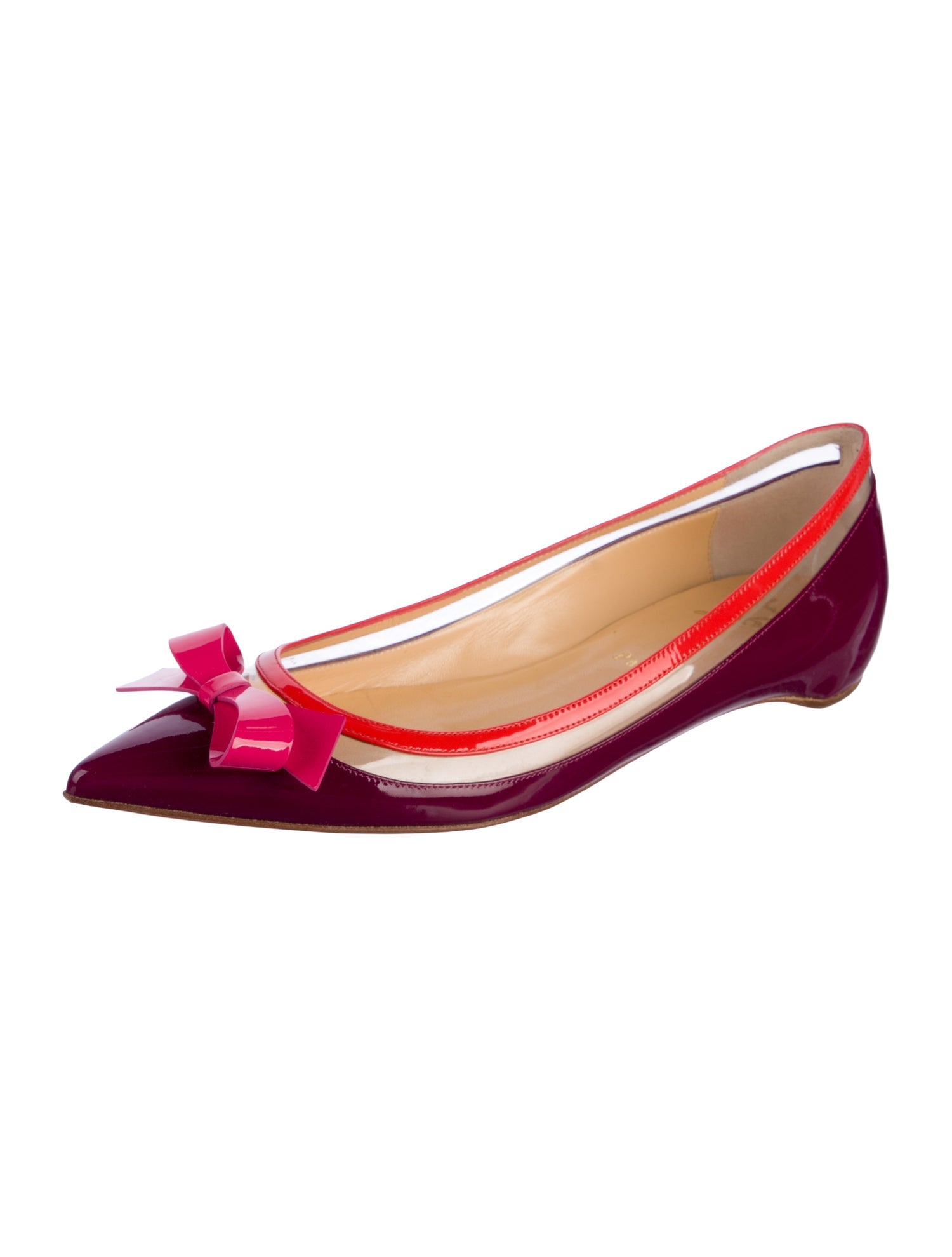 Christian Louboutin Patent Leather Colorblock Pattern Flats